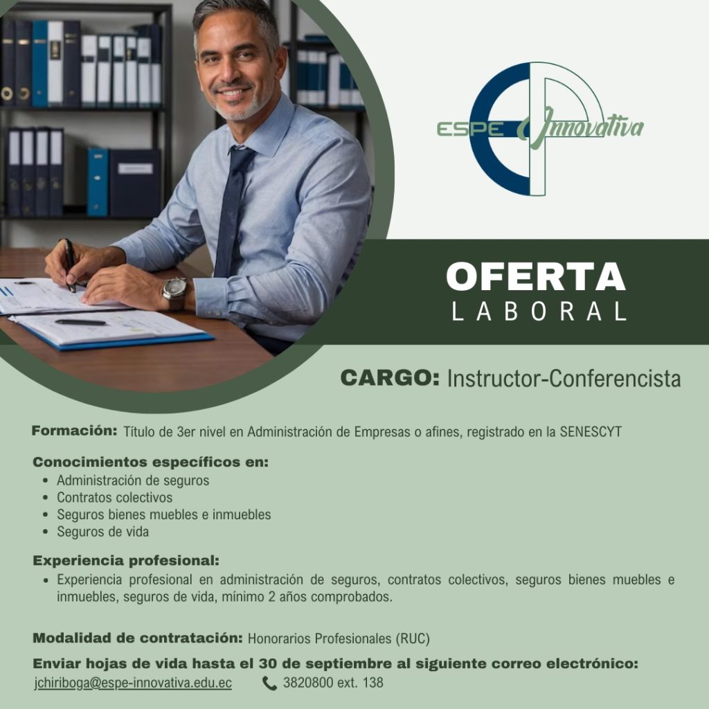 oferta laboral 18 9 2024 2 Instructor-Conferencista